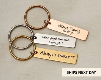 Personalised Actual Handwriting Keyring, Custom Engraved Message , Signature Keychain