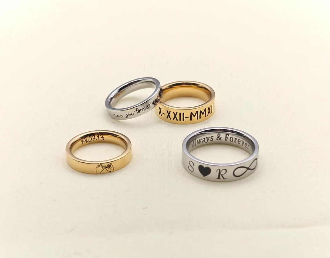 Custom Steel Rings Personalised Stainless Steel Ring, Custom Engraved, 4/6mm - Etsy UK