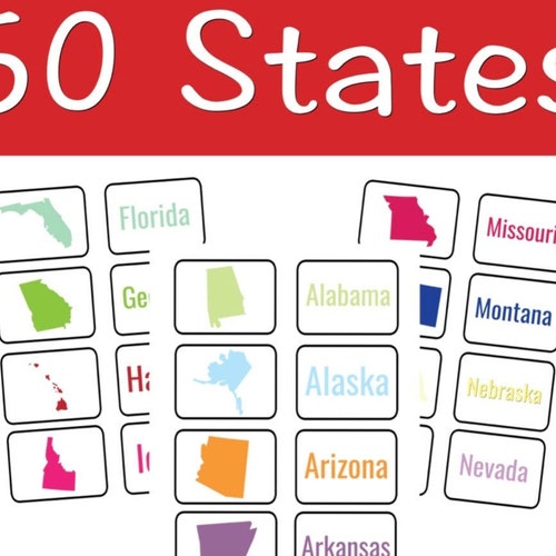 USA 50 States Matching Game Etsy