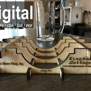 26oz. Beer Mug Jig for laser engraving (also for Tumblers, Water Bottles, Cups & all Cylinders) (DIGITAL FILES: svg, eps, cdr, dxf, pdf)