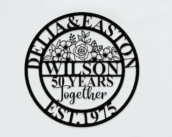 Custom 50th Anniversary Metal Sign for Parents, 50th Wall Art,Personalized 50 Year Anniversary Sign,Golden Anniversary,50 Years Together 