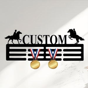 Personalized Horse Ribbon Medal Holder,Custom Horse Name Medal Hanger,12 Rungs for Medals & Ribbons,Ribbon Award Holde,Award Display
