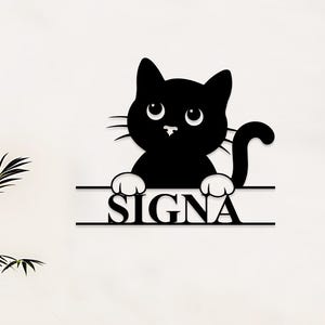 Cat Metal Wall Art, Custom Cat Name Sign, Personalized Cat Sign, Cat Welcome Sign, Cat Wall Decor, Cat Lover Gift, Cat Room Decoration