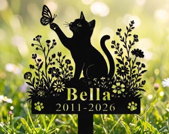 Personalized Cat Memorial Stake, Custom Cat Metal Grave Marker, Cat Garden Sign, Cat Yard Decor, Cat Rememberance, Cat Loss Gift