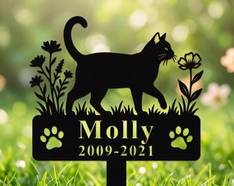 Custom Cat Memorial Stake, Personalized Metal Cat Grave Marker, Cat Cemetery Stake, Cat Garden Stake, Cat Yard Decor, Cat  Memorial Gift