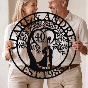 Metalen bord 40-jarig jubileum, aangepast 40-jarig jubileumcadeau voor ouders, 40 jaar samen, Ruby-verjaardagscadeau, kunst aan de muur huwelijksverjaardag