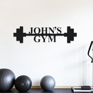 Metal Home Gym Wall Sign,Metal Dumbbell Gym Sign,Gym Wall Art,Custom Powerlifting Sport Name Sign,Gift For Dad,Weightlifting Gift