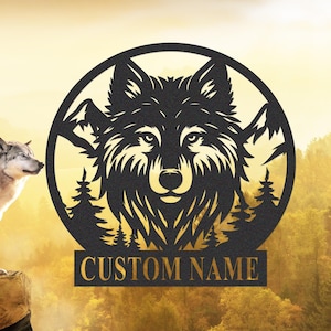 Wolf Metal Sign,CustomWolf Sign,Personalized Wolf Name Sign,Wolf Hunting Sign,Wolf Metal Wall Art,Wolf  Wall Decor,Wolf Cabin Decor