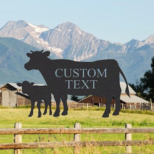 Personalized Two Cows Farm Sign, Custom Ranch Metal Sign,Cow Cattle Sign,Barn Decor,Farmhouse Entrance Sign,Family Name Metal Sign