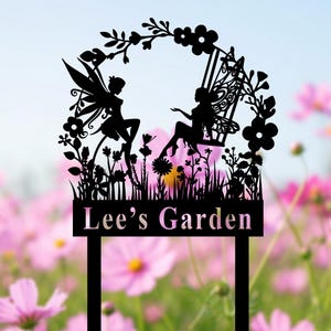 Custom Fairy Garden Sign, Metal Fairy Garden Stakes, Personalized Garden Sign, Fairy Garden Name Sign, Outdoor Yard Decor, Garden Gift