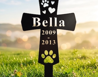 Custom Metal Memorial Cross Stake,  Personalized Cross Grave Marker,  Cross Tribute Sign,  Cross Garden Stake, Cross Remembrance Sign