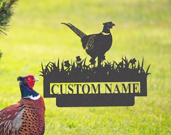Pheasant Metal Sign,Personalized Pheasant Name Sign,Custom Pheasant Hunting Sign,Pheasant Wall Decor,Men Cave Sign,Hunter Gift for Dad