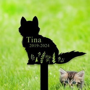 Personalized Cat Memeorial Stake,Custom Cat Garden Sign,Cat Name Sign,Cat Grave Marker,Yard Sign,Cat Loss Gift,Cat Yard Stake