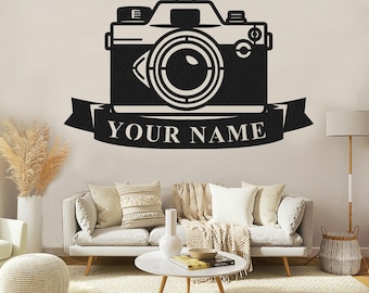 Custom Camera Metal Sign,Personalized Camera Wall Art,Camera Decor,Custom Photographer Metal Sign,Photo Studio Decor,Gifts for Photographers
