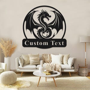 Dragon Metal Wall Decor,Custom Dragon Metal Sign,Personalized Dragon Monogram,Dragon Name Metal Sign,Housewarming Gift,Dragon Indoor Decor