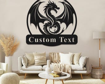 Dragon Metal Wall Decor,Custom Dragon Metal Sign,Personalized Dragon Monogram,Dragon Name Metal Sign,Housewarming Gift,Dragon Indoor Decor