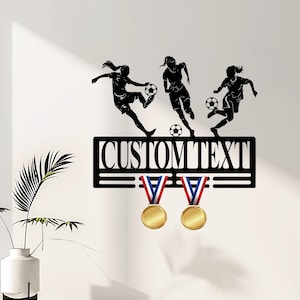 Custom Soccer Name Medal Holder,Football Medal Hanger,Personalized Football Medal Display, Medal Display Rack,Soccer Awards Display