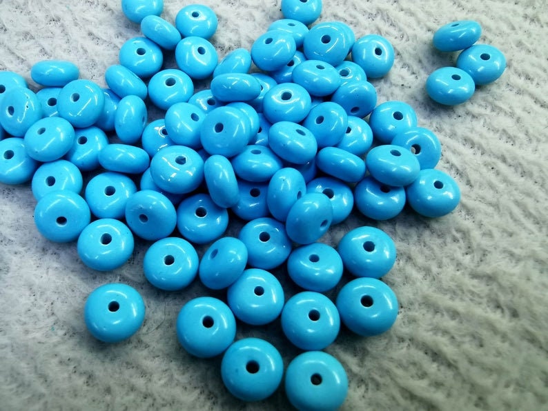 10pcs 4-10mm Sleeping Beauty Turquoise gemstone,aqua blueblue Round rondelle wheel heishi spacer beads
