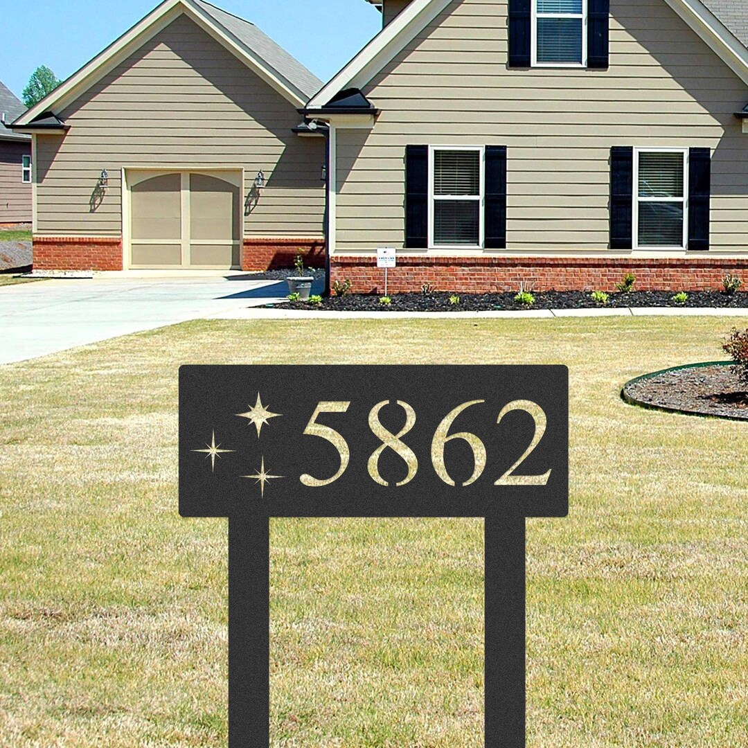 Address Sign With Stakes,custom House Number Sign ,personalized Staked ...
