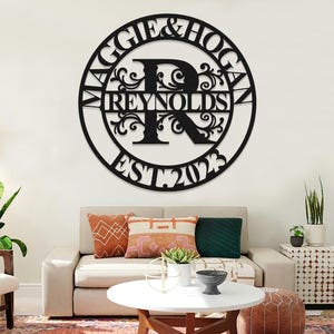 Custom Family Name Metal Sign, Personalized Metal Monogram Sign, Last Name Metal Sign, Wedding Gift, Couple Anniversary Wedding Gift