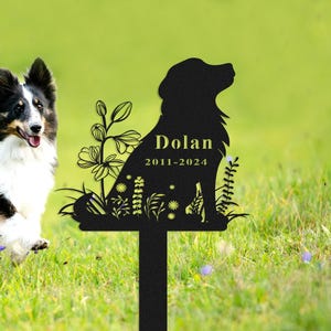Personalized Dog Garden Sign With Stake,Custom Dog Metal Sign, Pet Garden Name Sign,Pet Grave Marker,Dog Memorial Gifts,Dog Loss Gifts