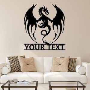 Custom Dragon Metal Sign,Personalized Dragon Name Sign,Dragon Metal Wall Art,Dragon Metal Wall Decor,Animal Office Decor,Dragon Home Decor