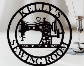 Custom Sewing Machine Sign,Personalized Sewing Room Metal Sign,Custom Quilting Sign,Sewing Wall Art,Tailor Wall Decor,Mother’s Day Gift
