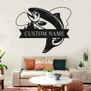 Custom Catfish Metal Monogram, Custom Name Sign,Fishing Sign,Man Cave,Personalized Fishing Metal Art,Fishing Decor for Dad,Fisherman Gift