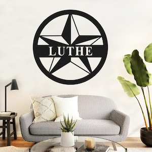 Personalized Star Metal Wall Art,Metal Star Sign,Family Name Sign,Custom Star Wall Art Decor,Front Door Decor,Wedding Gift,Housewarming Gift
