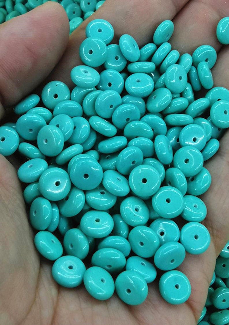 10pcs 4-10mm Sleeping Beauty Turquoise gemstone,aqua blueblue Round rondelle wheel heishi spacer beads
