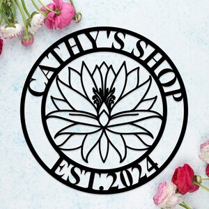 Yoga Studio Decor, Custom Lotus Flower Wall Sign, Metal Lotus Flower Sign, Personalized Yoga Wall Art, Meditation Room Decor, Home Decor