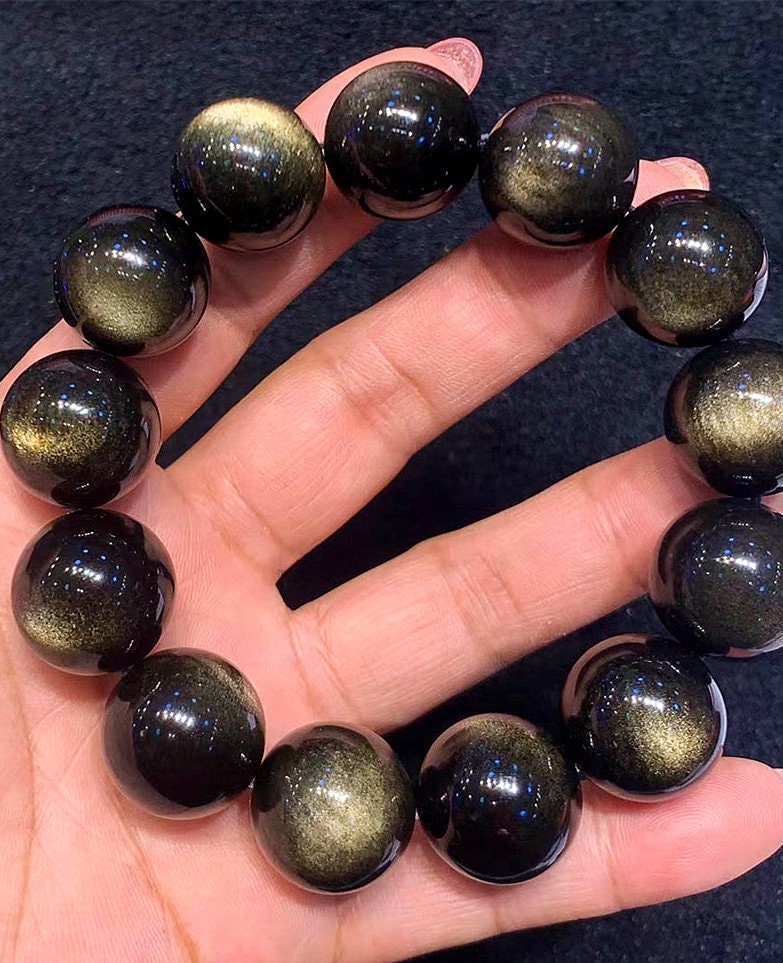 2 Sterling Silver Golden Obsidian Round Connector Spacer Beads 12mm #51864 