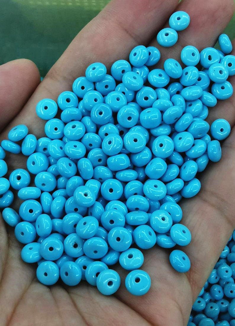 10pcs 4-10mm Sleeping Beauty Turquoise gemstone,aqua blueblue Round rondelle wheel heishi spacer beads