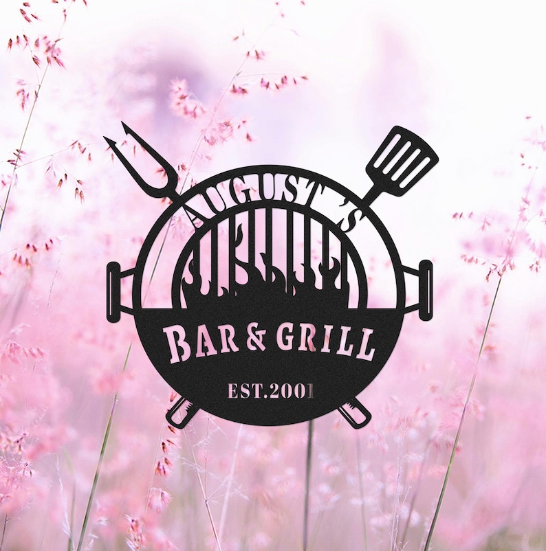 Personalized Metal Bar Sign, Custom Grill Sign, Bar Wall Art Decor, Bar