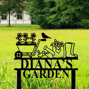 Custom Metal Garden Decor,Personalised Garden Sign With Stakes,Garden Flower Name Sign, Metal Yard Art,Outdoor Decor,Gardening Gift