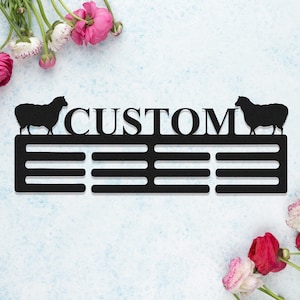 Sheep Custom Medal Hanger, Medal Holder, Sheep Show Medal Display, Custom Name Medal Holder, Display Rack for Awards, Ribbon Holder