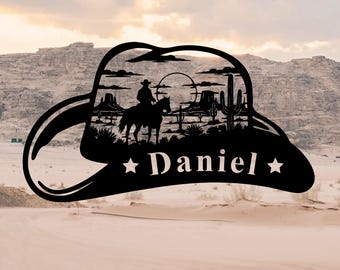 Custom Cowboy Metal Sign Cowboy Name Sign Western Ranch Decor Cowboy Lover Gift