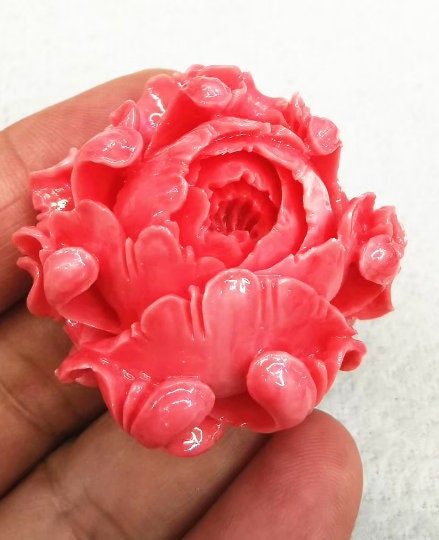 10pcs 20mm Pink Rose Flower Coral Beads Carved Crafts Coral Loose