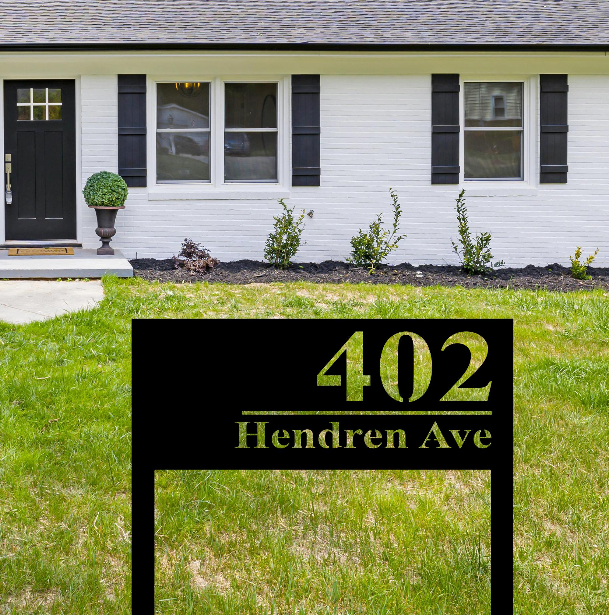 Custom Address Sign With Stakes,modern House Number Sign,personalized ...