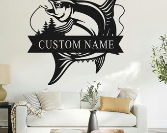 Custom Rousseau Fish Name Sign,Custom Fishing Metal Sign, Rousseau Fish Wall Art, Cabin Sign,Fisherman Gift ,Fishing Gift for Men,Cabin Sign