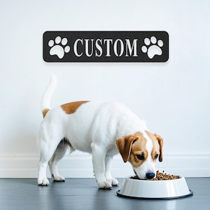 Metal Dog Pawprints Sign,Custom Pet Name Sign,Pawprint Metal Wall Art,Personalized Dog Paw Decor,Gift For Dog Lovers,Dog House Decor