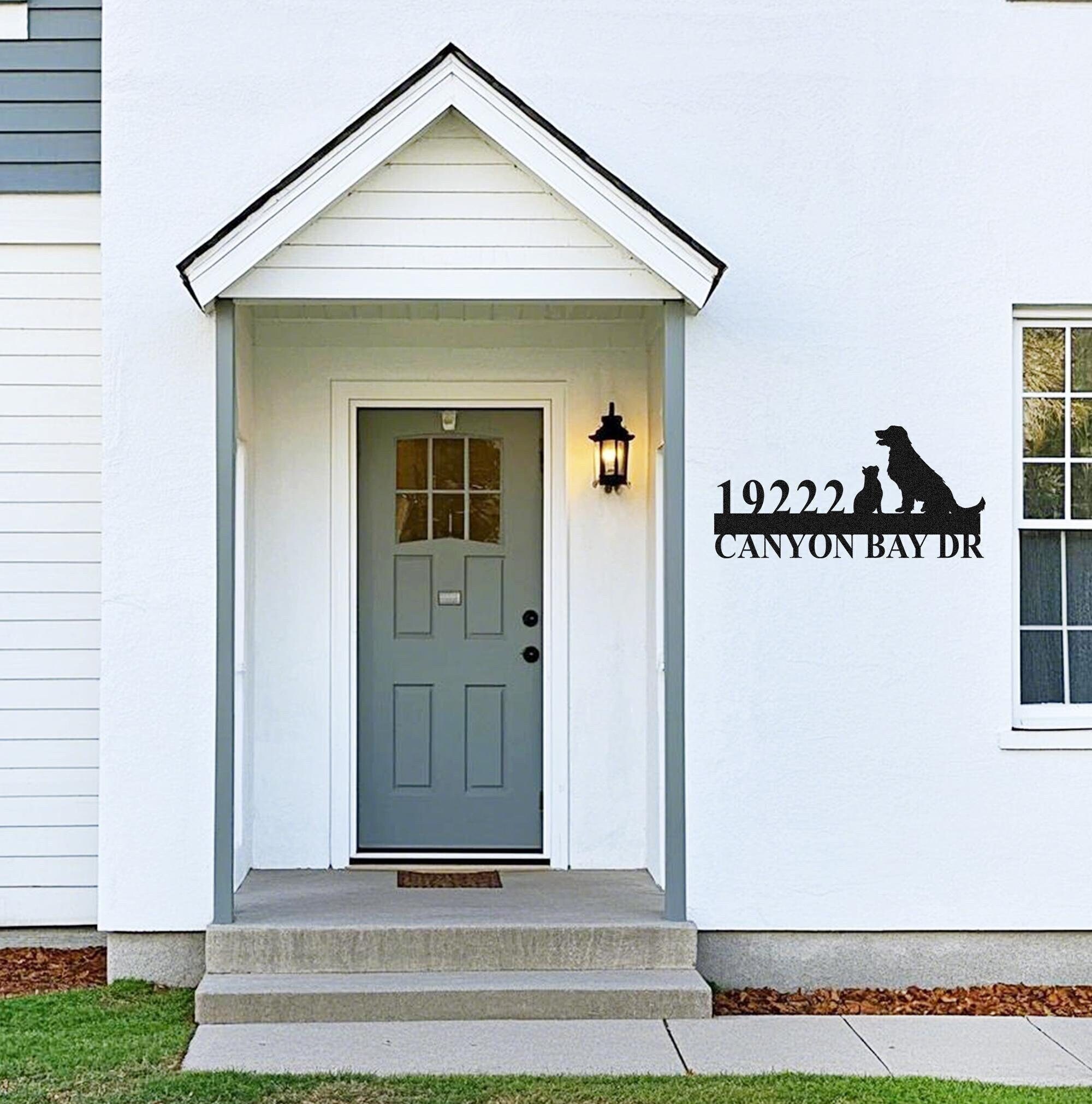 Cat and Dog Metal Address Sign, Address Decor, Address Numbers