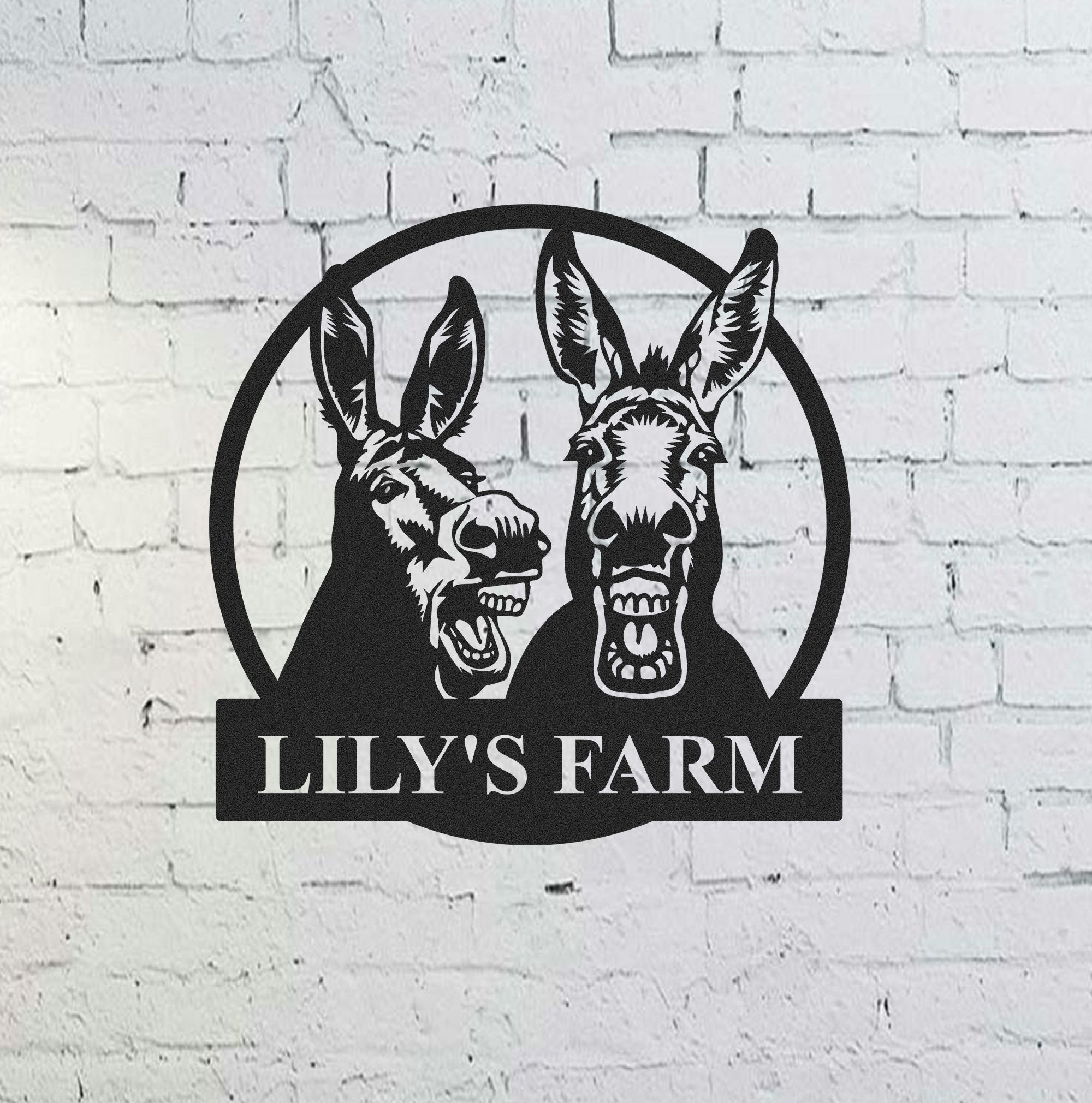 Donkeys Wall Art,custom Donkey Farm Metal Sign, Personalized Metal ...