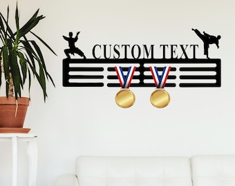 Personalized Name Medal Hanger, Custom Karate Medal Rack, 12 Rungs for Medals & Ribbons, Medal Display, Sports Medal Holder, Award Display