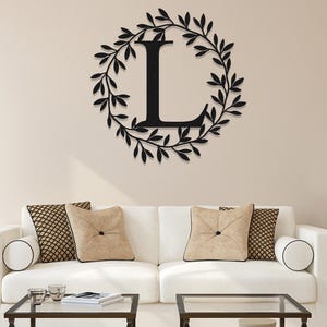 Decoração de letras personalizadas, decoração de parede com monograma, placa de metal, decoração de folha para casa, placa de nome de família personalizada, decoração para porta da frente, decoração para casa