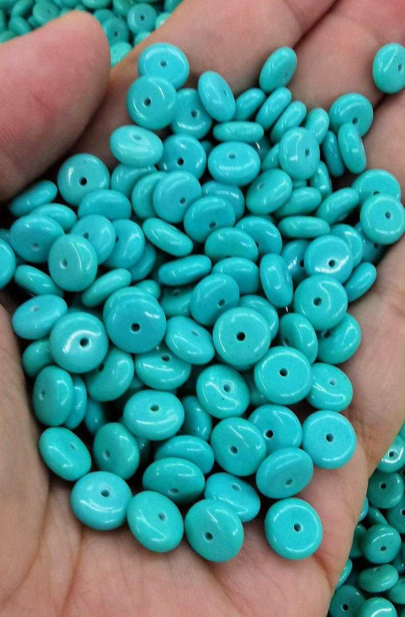 10pcs 4-10mm Sleeping Beauty Turquoise gemstone,aqua blueblue Round rondelle wheel heishi spacer beads