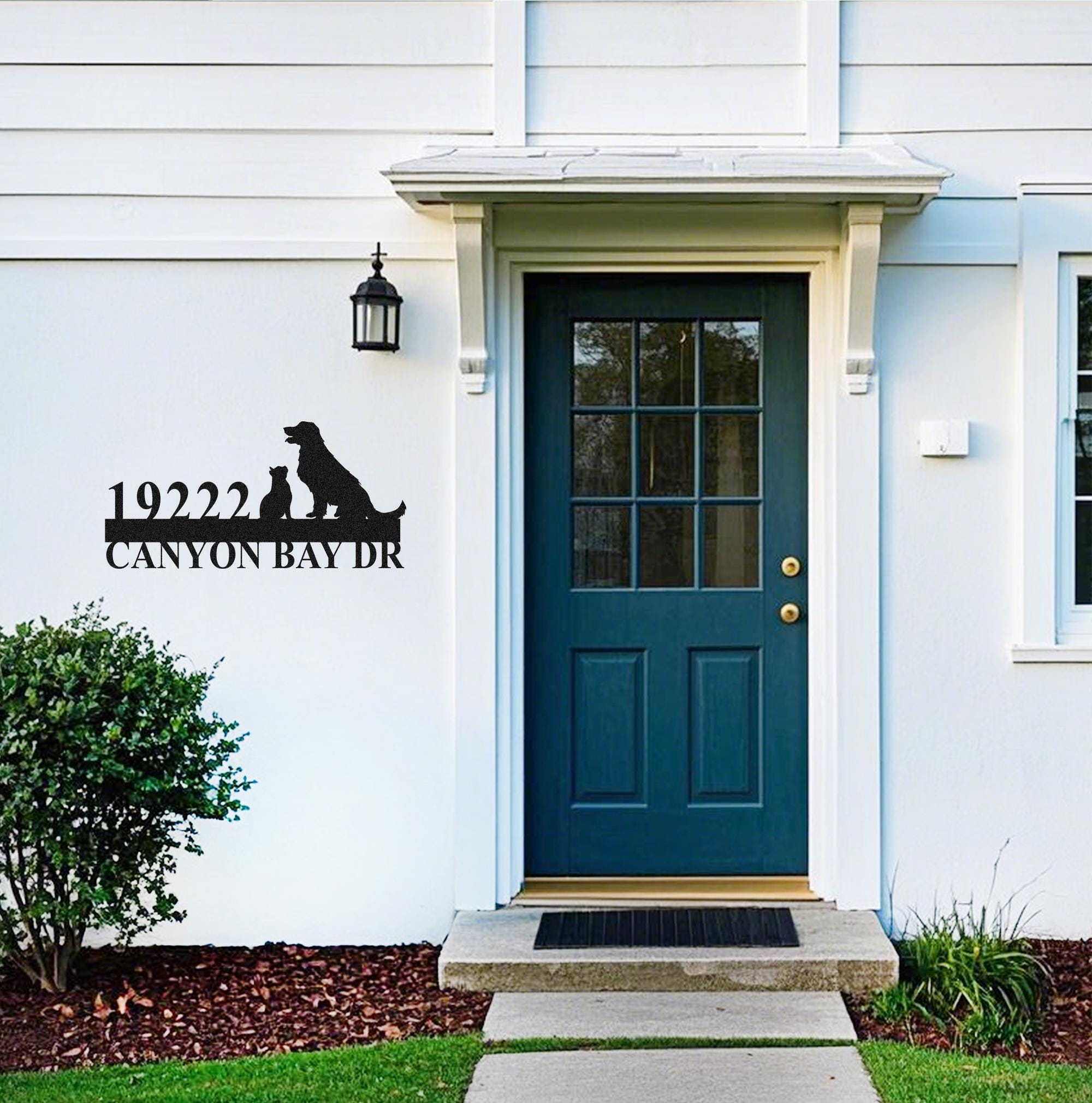 Cat and Dog Metal Address Sign, Address Decor, Address Numbers