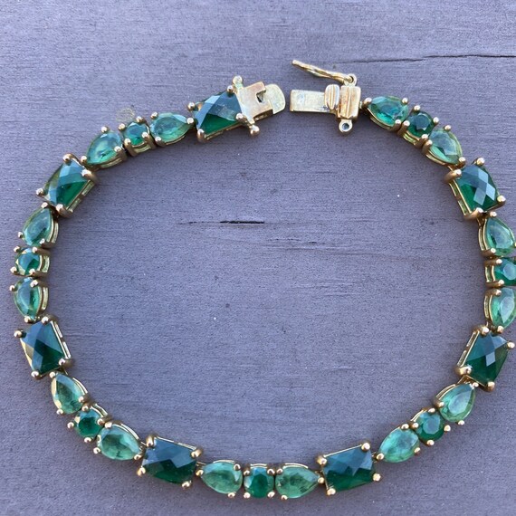 Emerald (Lab Created) Gold Plated 925Silver Bracel