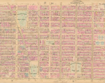 1885 ATLAS MAP GREENWICH VILLAGE ALPHABET CITY COOPER UNION MANHATTAN NEW YORK 