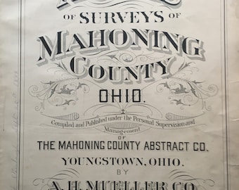MUELLER ATLAS MAP Reproduction 1899 Berlin /& Berlin Centre Mahoning County Ohio A.H